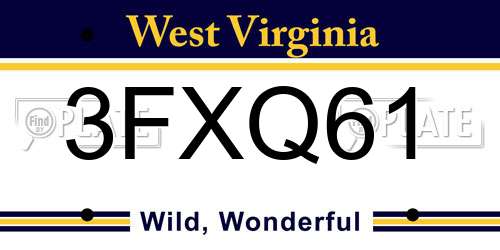 3FXQ61 West Virginia License Plate