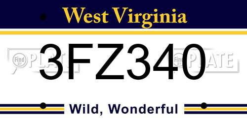3FZ340 West Virginia License Plate