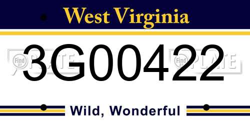 3G00422 West Virginia License Plate