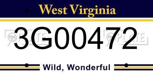 3G00472 West Virginia License Plate