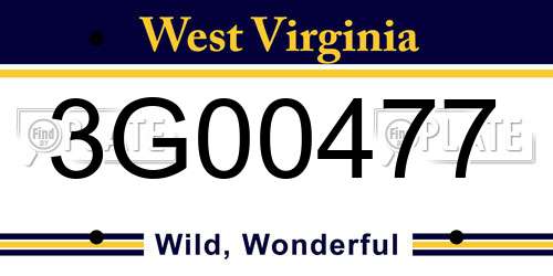 3G00477 West Virginia License Plate