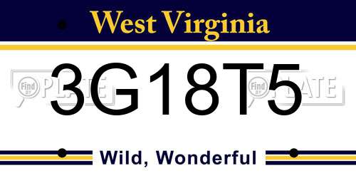 3G18T5 West Virginia License Plate