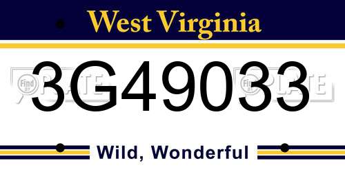 3G49033 West Virginia License Plate