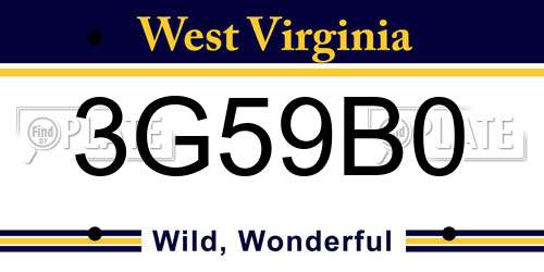 3G59B0 West Virginia License Plate
