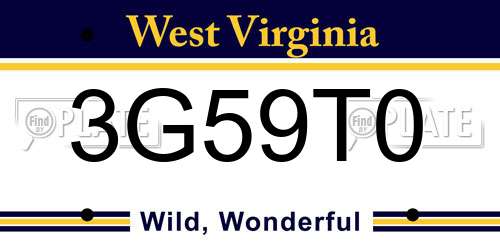 3G59T0 West Virginia License Plate