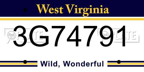 3G74791 West Virginia License Plate