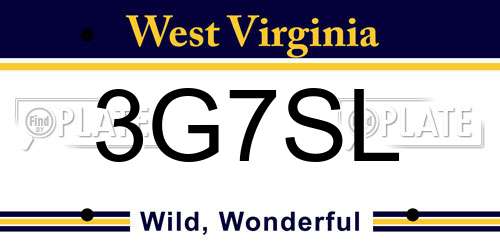 3G7SL West Virginia License Plate