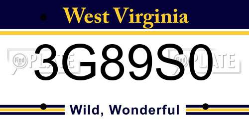 3G89S0 West Virginia License Plate