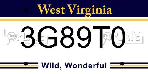 3G89T0 West Virginia License Plate