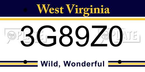 3G89Z0 West Virginia License Plate