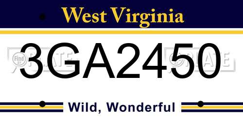 3GA2450 West Virginia License Plate
