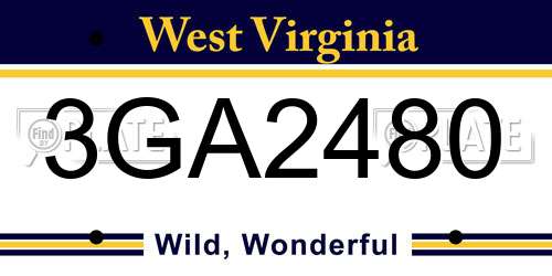 3GA2480 West Virginia License Plate