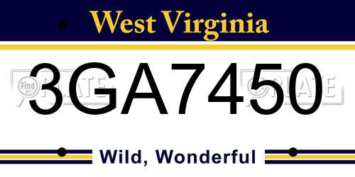 3GA7450 West Virginia License Plate