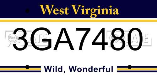 3GA7480 West Virginia License Plate