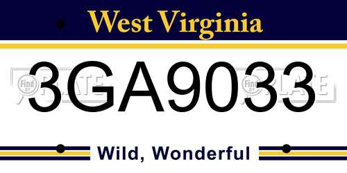 3GA9033 West Virginia License Plate