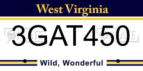 3GAT450 West Virginia License Plate
