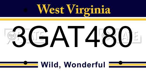 3GAT480 West Virginia License Plate