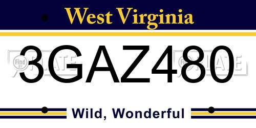 3GAZ480 West Virginia License Plate