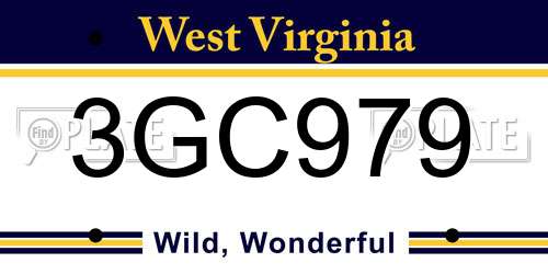 3GC979 West Virginia License Plate