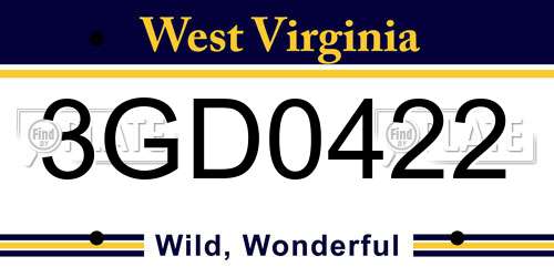 3GD0422 West Virginia License Plate