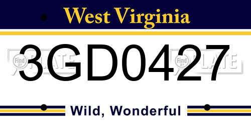 3GD0427 West Virginia License Plate