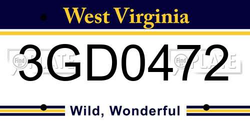 3GD0472 West Virginia License Plate