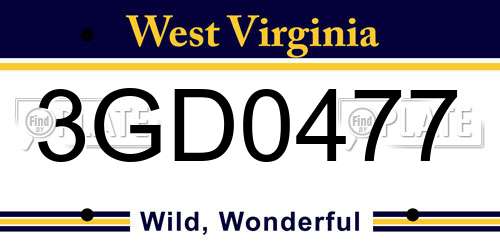 3GD0477 West Virginia License Plate