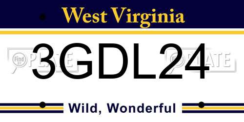 3GDL24 West Virginia License Plate