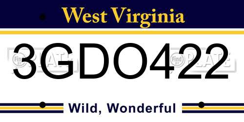 3GDO422 West Virginia License Plate