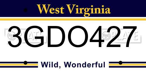 3GDO427 West Virginia License Plate