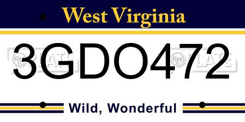 3GDO472 West Virginia License Plate