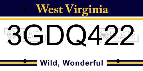 3GDQ422 West Virginia License Plate