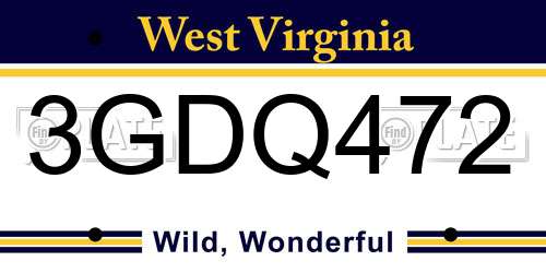 3GDQ472 West Virginia License Plate