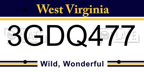 3GDQ477 West Virginia License Plate