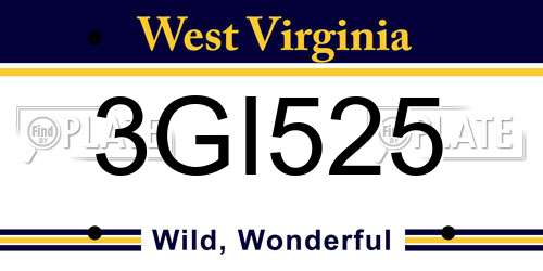 3GI525 West Virginia License Plate