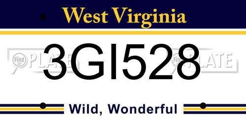 3GI528 West Virginia License Plate
