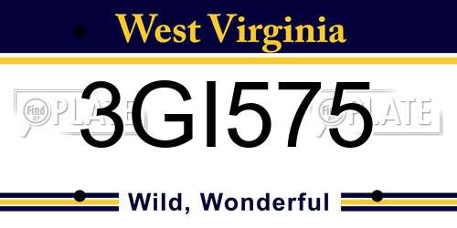 3GI575 West Virginia License Plate