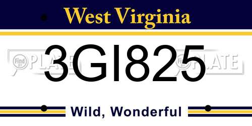 3GI825 West Virginia License Plate