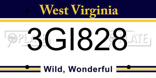 3GI828 West Virginia License Plate