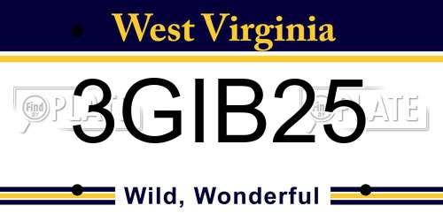 3GIB25 West Virginia License Plate