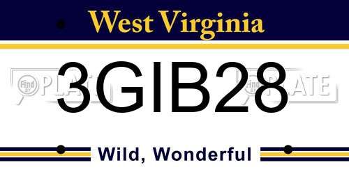 3GIB28 West Virginia License Plate