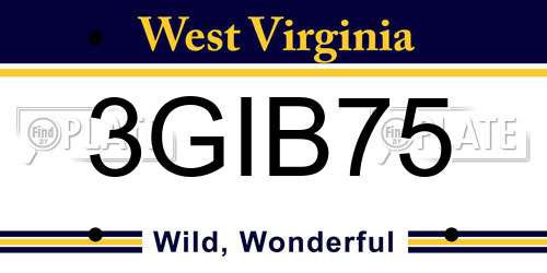 3GIB75 West Virginia License Plate