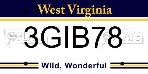 3GIB78 West Virginia License Plate