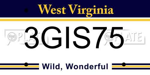 3GIS75 West Virginia License Plate