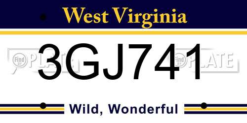 3GJ741 West Virginia License Plate