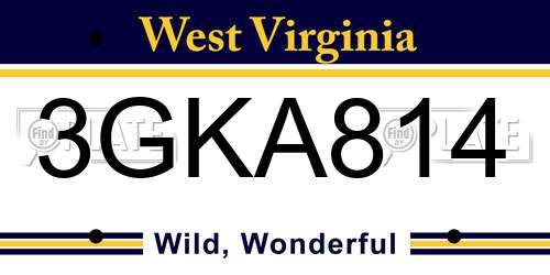 3GKA814 West Virginia License Plate