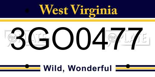 3GO0477 West Virginia License Plate