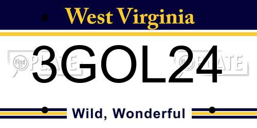 3GOL24 West Virginia License Plate