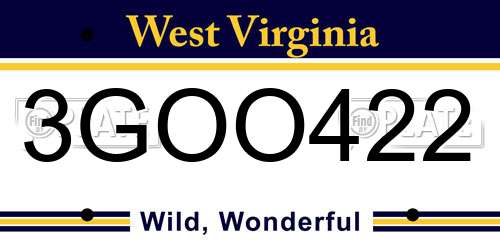 3GOO422 West Virginia License Plate