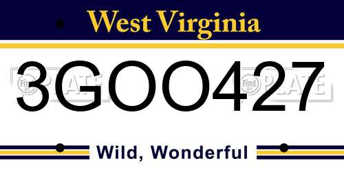 3GOO427 West Virginia License Plate